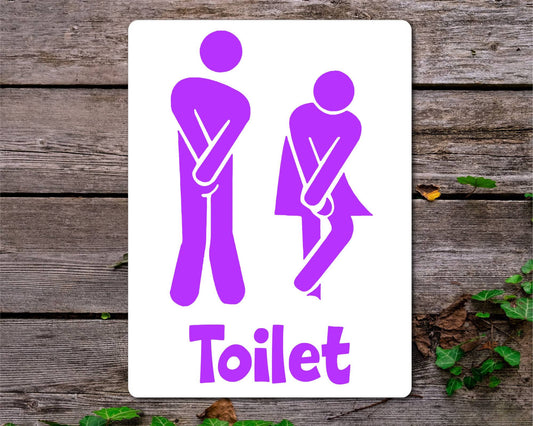 Bathroom Metal Sign Gift - Funny Toilet Sign - PURPLE - Cute Fun Novelty Aluminium Present