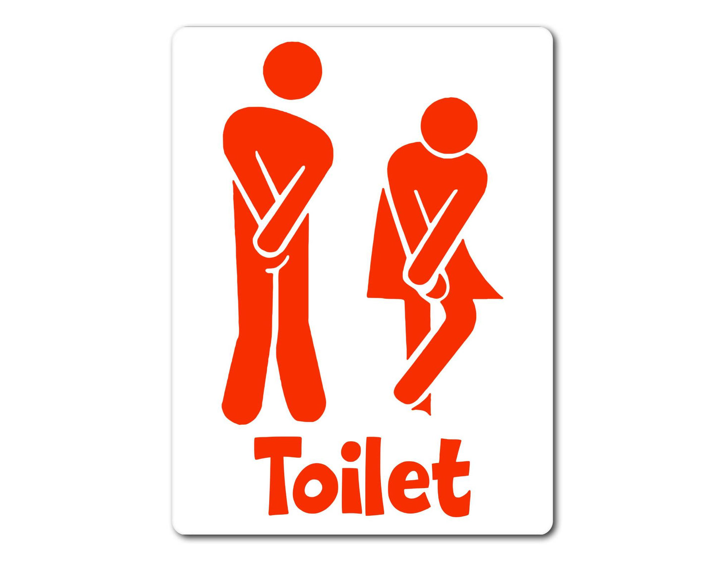 Bathroom Metal Sign Gift - Funny Toilet Sign - RED - Cute Fun Novelty Aluminium Present