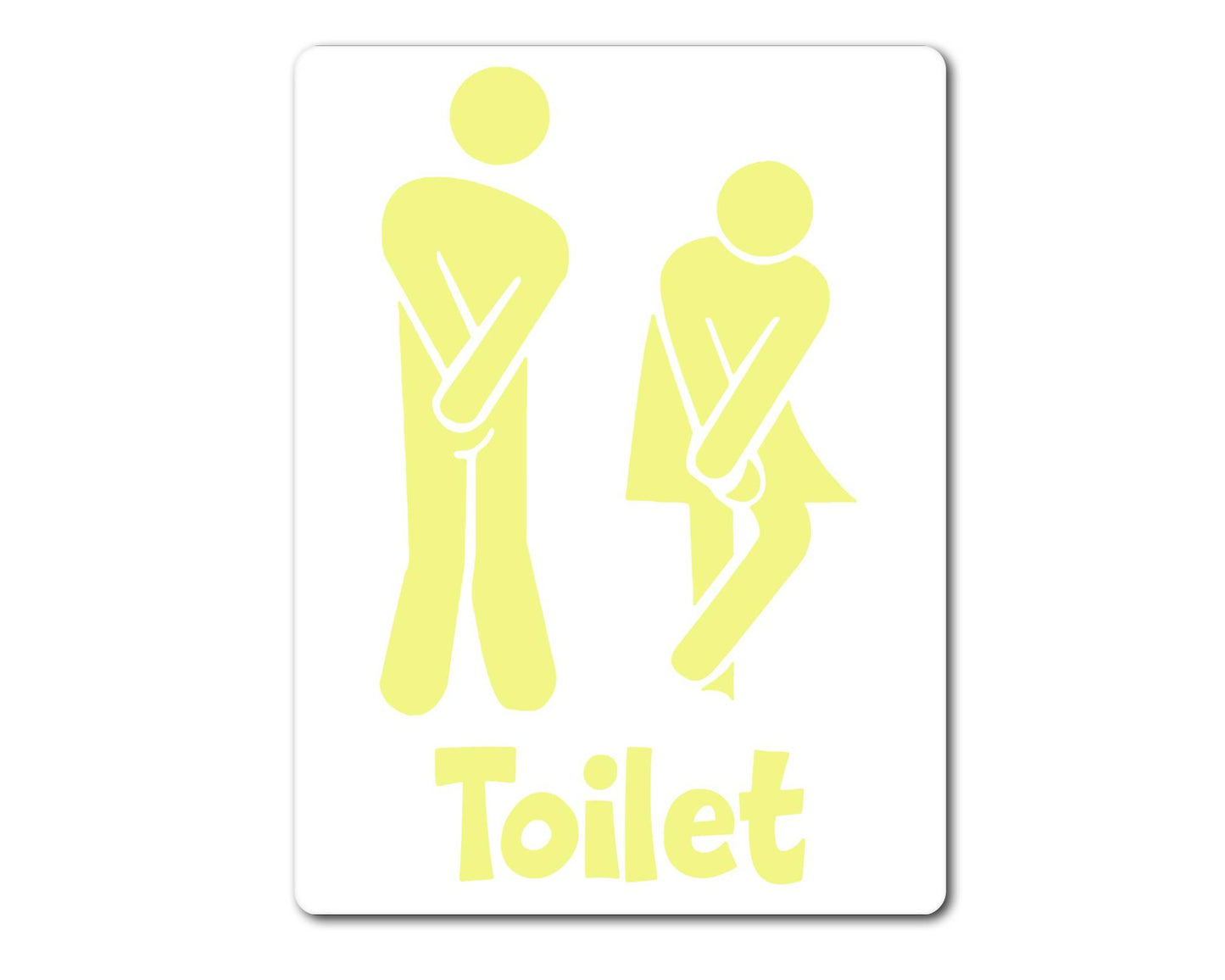 Bathroom Metal Sign Gift - Funny Toilet Sign - YELLOW - Cute Fun Novelty Aluminium Present