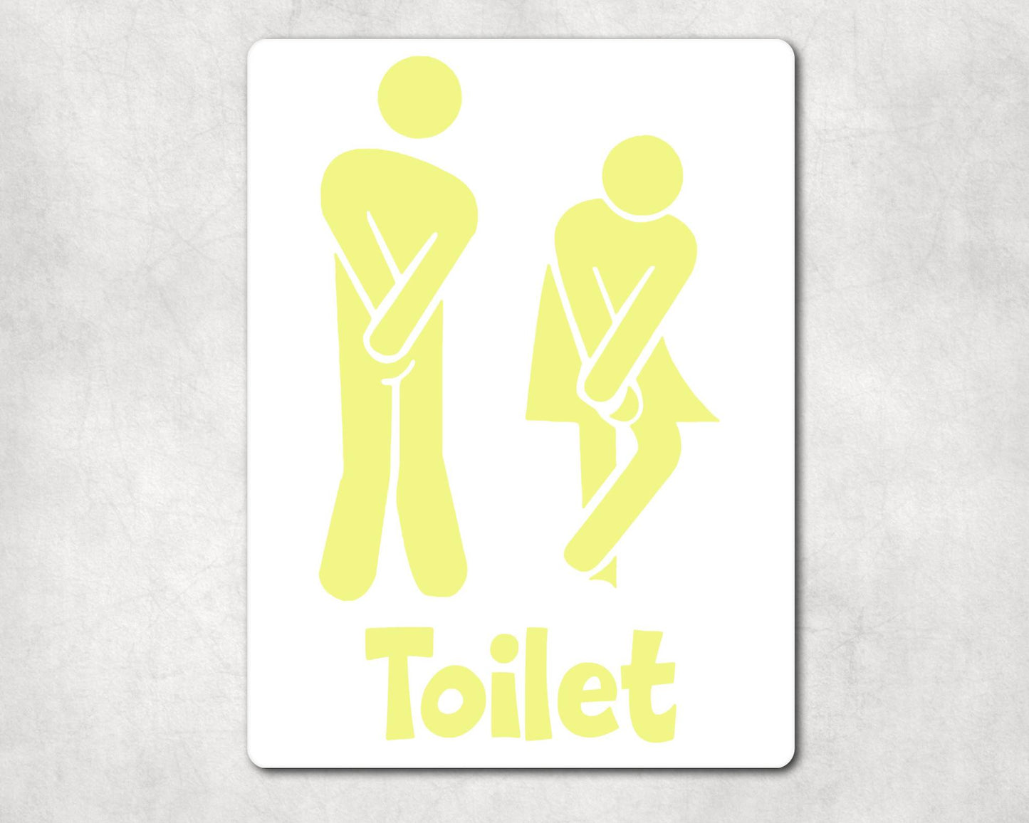 Bathroom Metal Sign Gift - Funny Toilet Sign - YELLOW - Cute Fun Novelty Aluminium Present