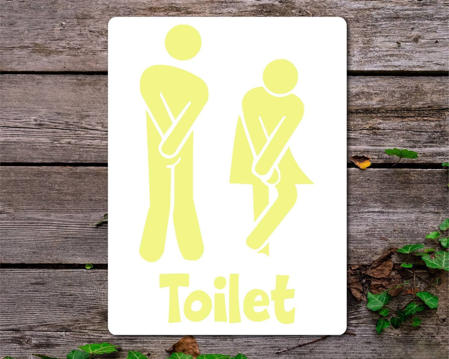 Bathroom Metal Sign Gift - Funny Toilet Sign - YELLOW - Cute Fun Novelty Aluminium Present
