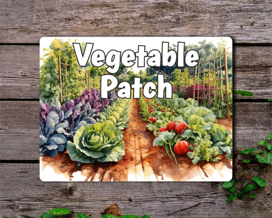 Gardening Metal Sign Gift - Vegetable Patch - Cute Fun Novelty Family Allotment Aluminium Present