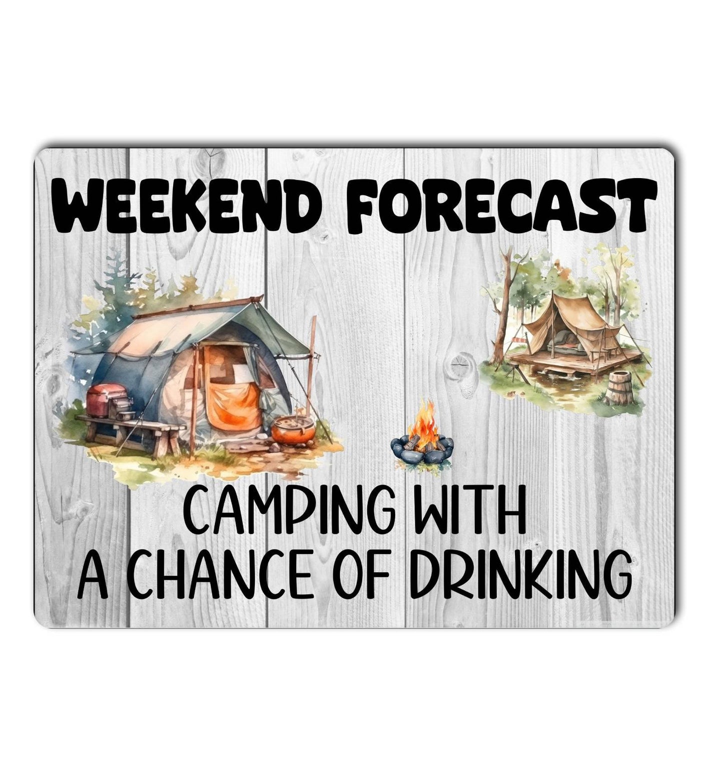 Camping Metal Sign Gift - Weekend Forecast Camping With A Chance Of Drinking - Cute Fun Novelty Aluminium Present