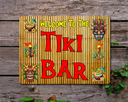 Alcohol Metal Sign Gift - Welcome To The Tiki Bar - Cute Fun Novelty Family Drink Aluminium Present