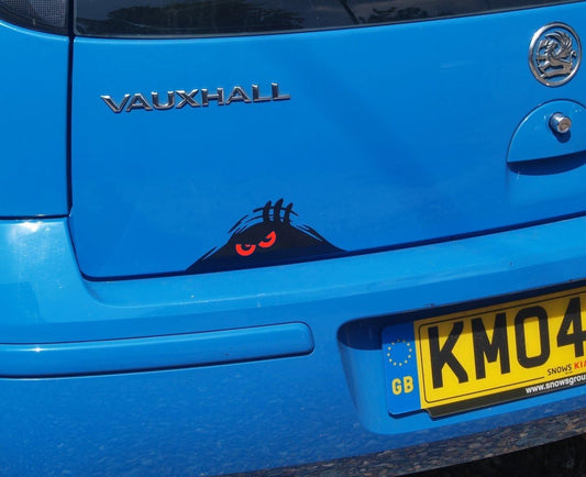 Car Sticker Scary Monster Peeper Funny Novelty Van Bumper Window Boot Door Decal - Red Eyes