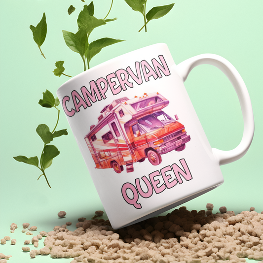 Campervan Queen Mug Gift Nice Novelty Cute Funny Joke Holiday Travel Vacation Cup Present