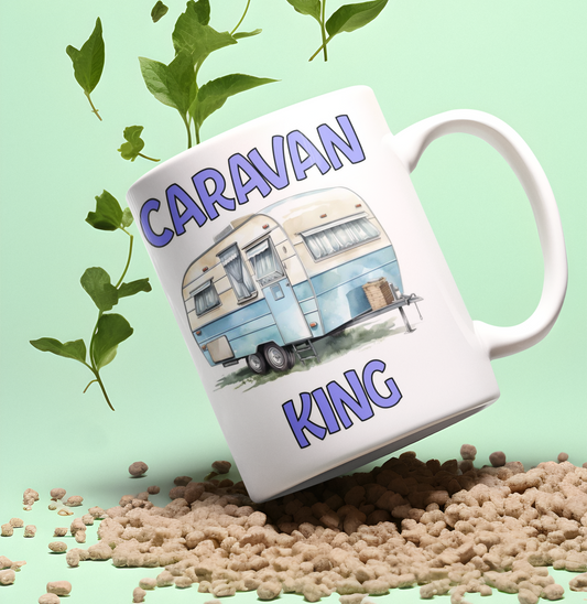Caravan Mug Gift - Caravan King - Nice Novelty Cute Funny Joke Holiday Travel Vacation Cup Present