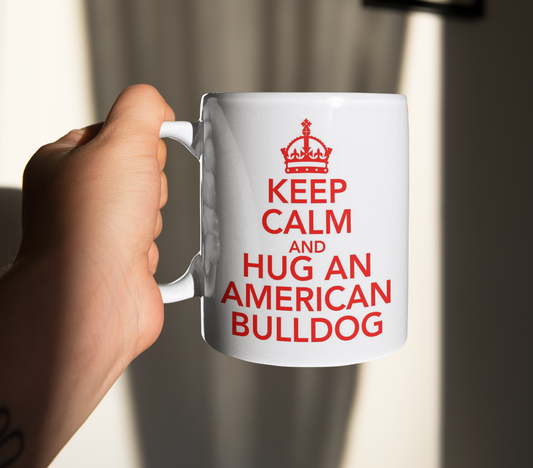 American Bulldog Mug Gift - Keep Calm And Hug A - Nice Fun Cute Retro Style Novelty Cup Present