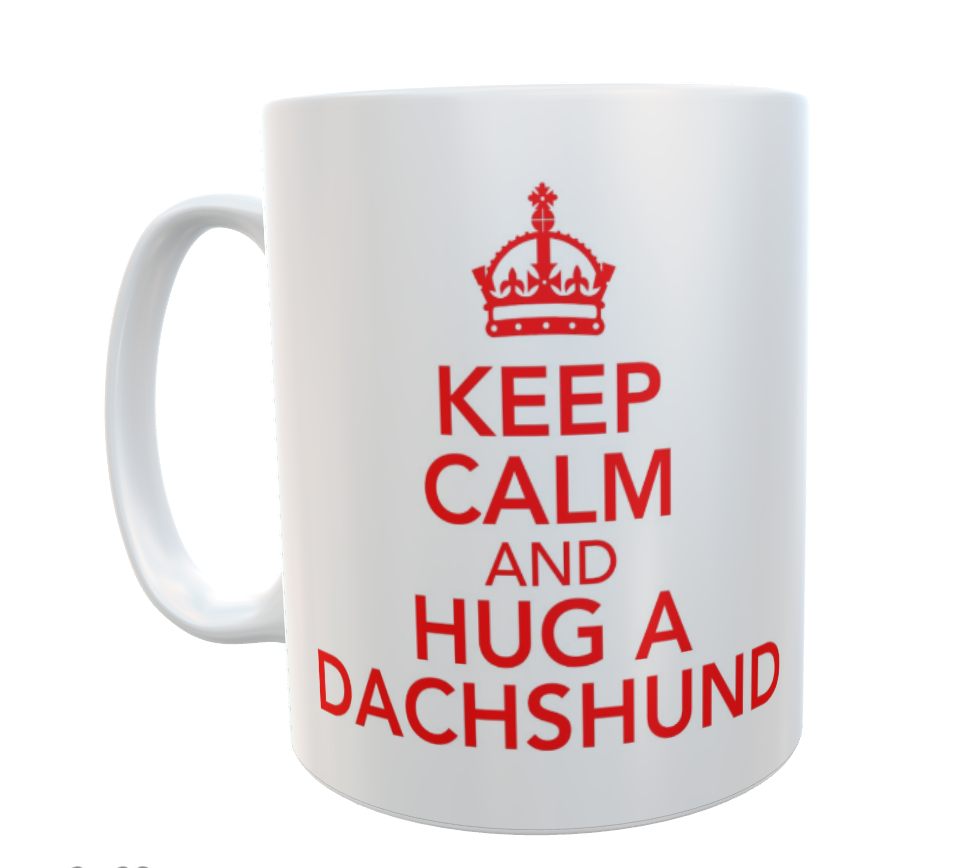 Dachshund Mug Gift - Keep Calm And Hug A - Nice Fun Cute Retro Style Novelty Cup Present