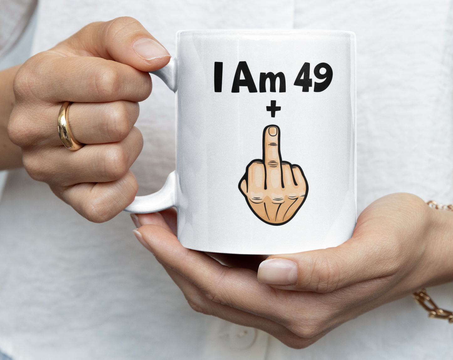 Funny Rude Mug Gift I'm 49 + Middle Finger Cute Funny Novelty Cup 50th Birthday Present (Copy)