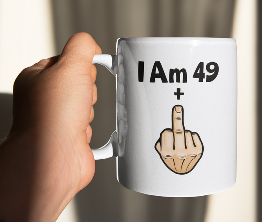 Funny Rude Mug Gift I'm 49 + Middle Finger Cute Funny Novelty Cup 50th Birthday Present (Copy)