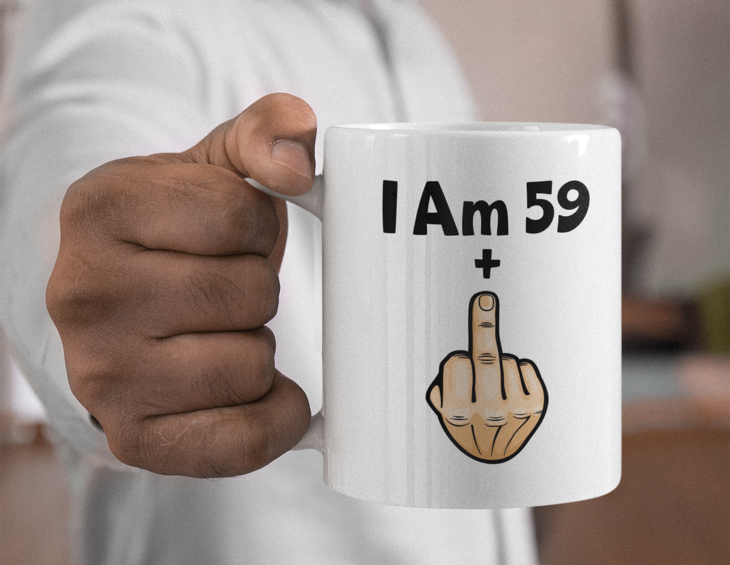 Funny Rude Mug Gift I'm 59 + Middle Finger Cute Funny Novelty Cup 60th Birthday Present