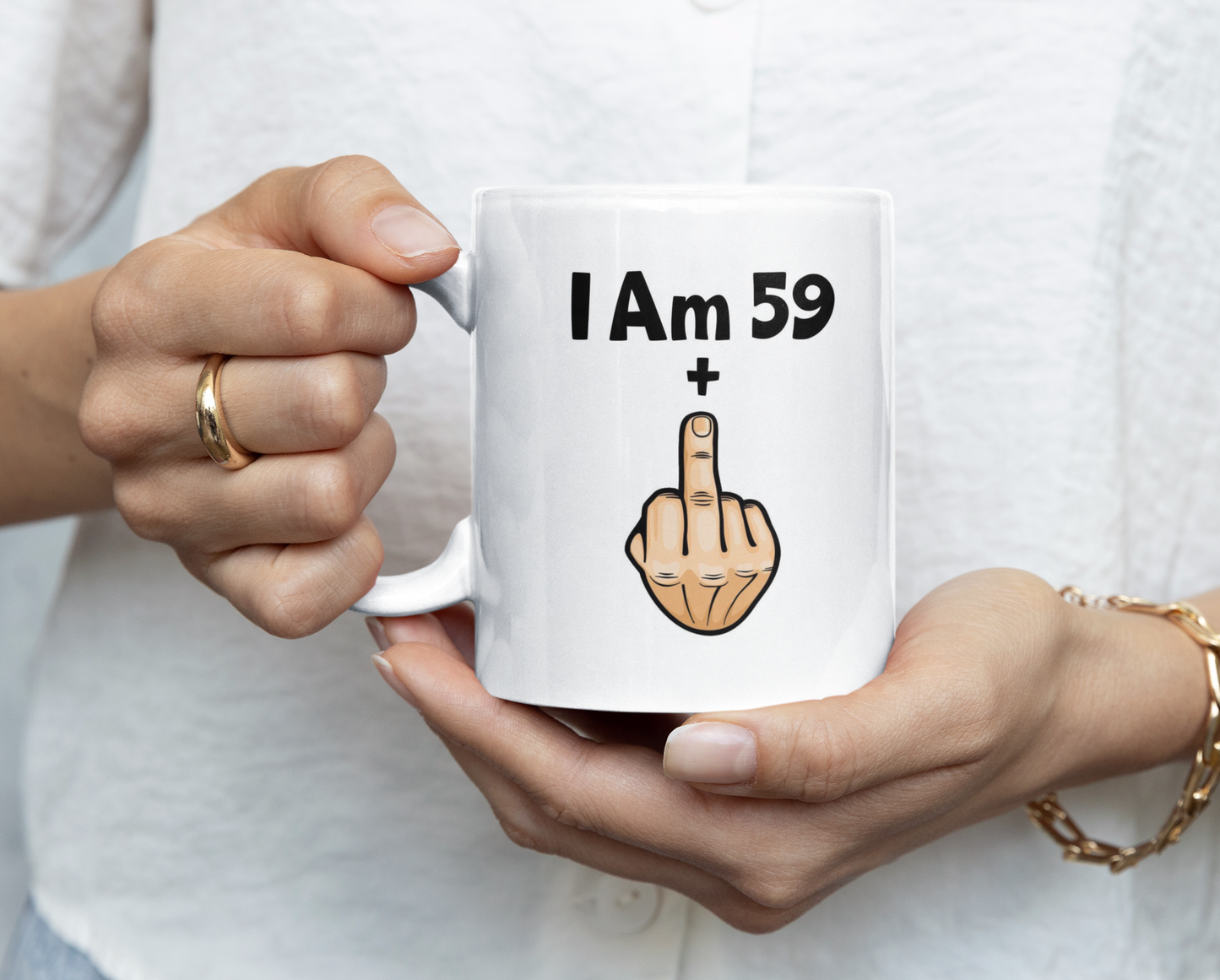Funny Rude Mug Gift I'm 59 + Middle Finger Cute Funny Novelty Cup 60th Birthday Present