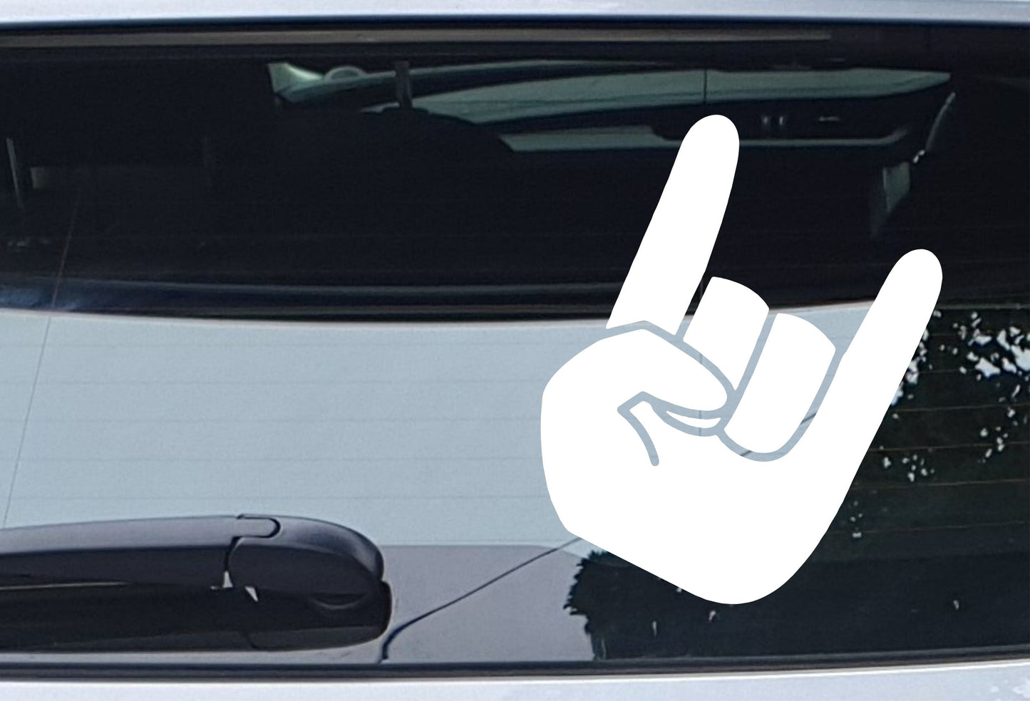Rock On Horns Hand Gesture Car Van Stickers x2 Fun Novelty Nice Cute Window Bumper Boot Door Laptop Mirror Decals