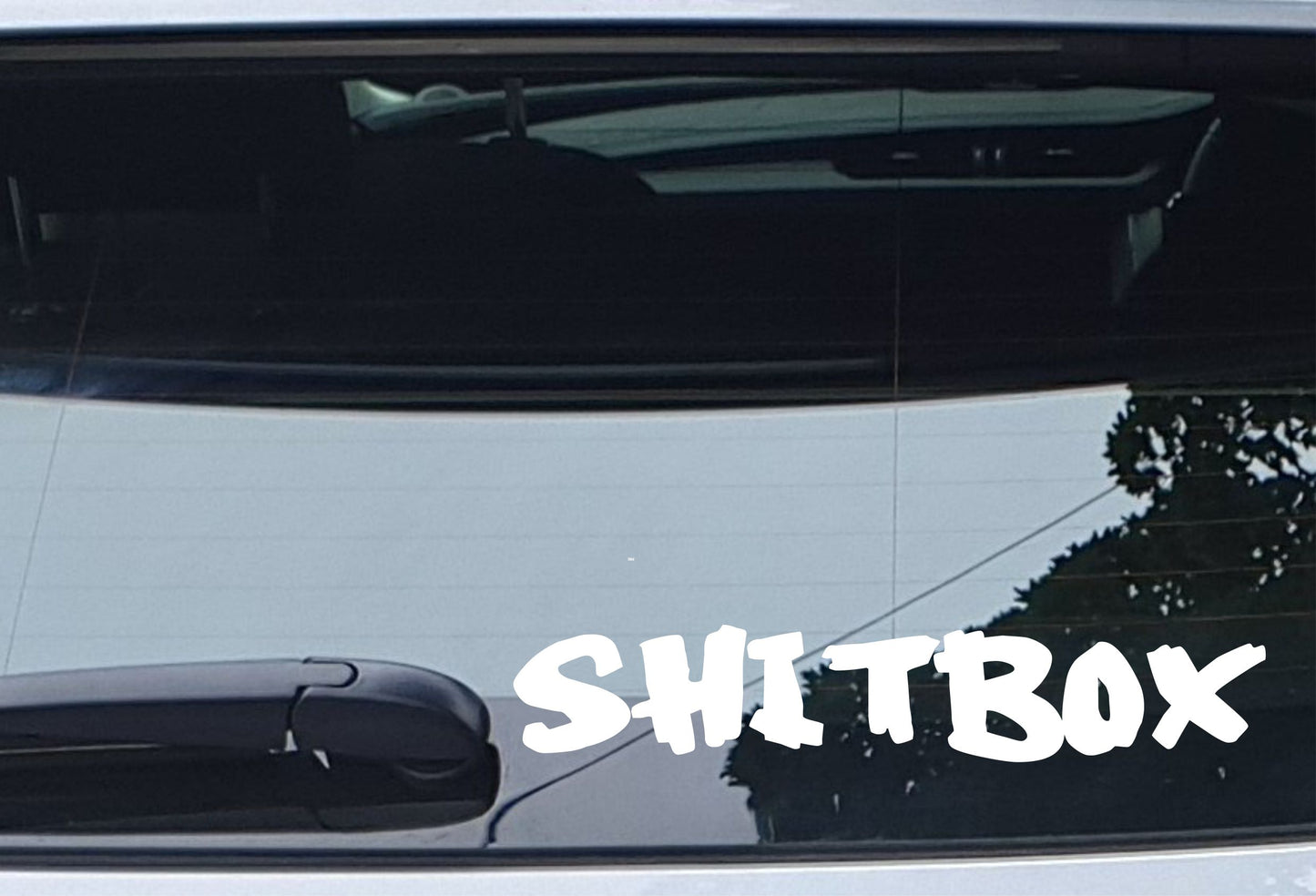 2x Car Stickers Shitbox Funny Novelty Rusty Scrap Van Truck Window Bumper Boot Decals