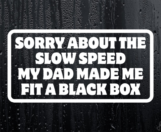 Car Sticker Sorry About The Slow Speed My Dad Made Me Fit A Black Box Window Bumper Door Young Driver Decal Present
