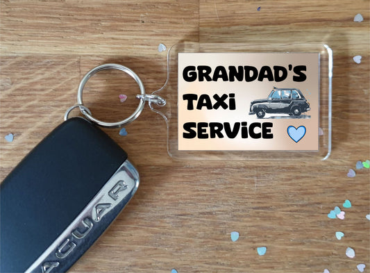 Grandad Keyring Gift - Grandad's Taxi Service - Fun Cute Novelty Present