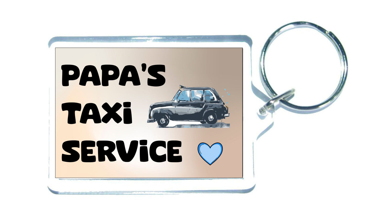 Papa Keyring Gift - Papa's Taxi Service - Fun Cute Novelty Present