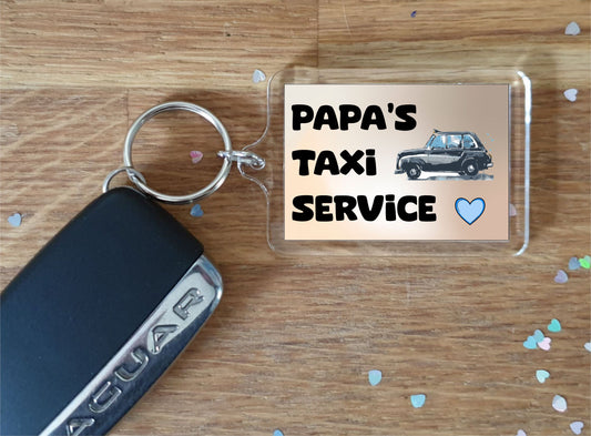 Papa Keyring Gift - Papa's Taxi Service - Fun Cute Novelty Present