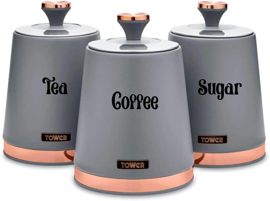 Tea Coffee Sugar Jar Stickers Labels Kitchen House Home Cupboard Glass Storage Cute Vinyl Decals