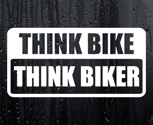 Car Sticker Think Bike Think Biker Fun Cute Novelty Bonnet Van Bumper Boot Door Window Decal Present