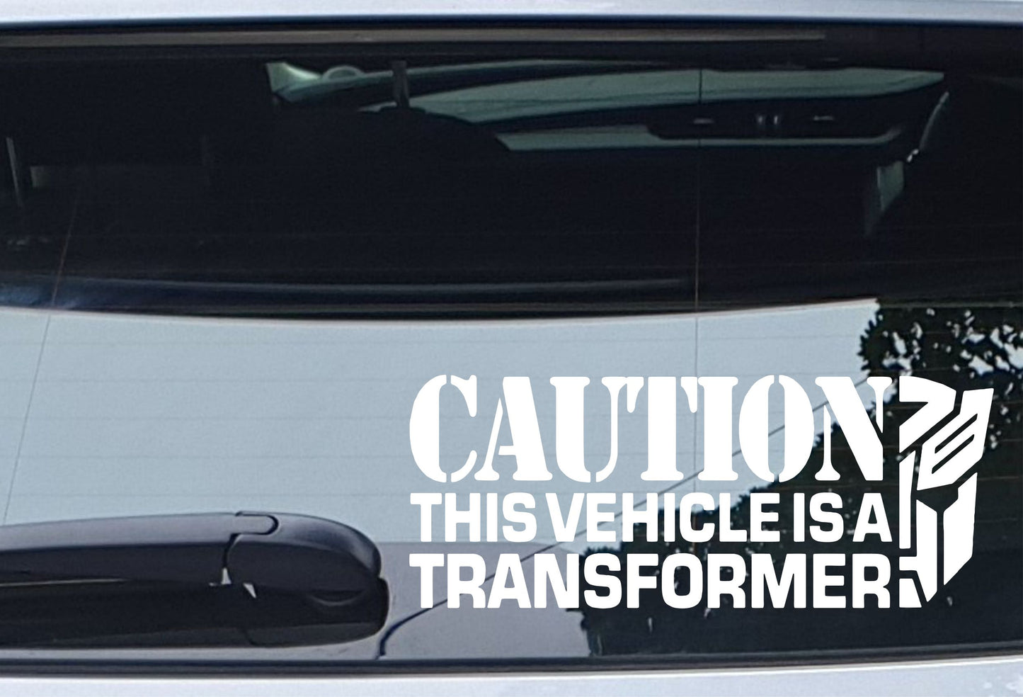 Car Sticker Caution This Vehicle Is A Transformer Funny Van Window Bumper Boot Door Bonnet Decal