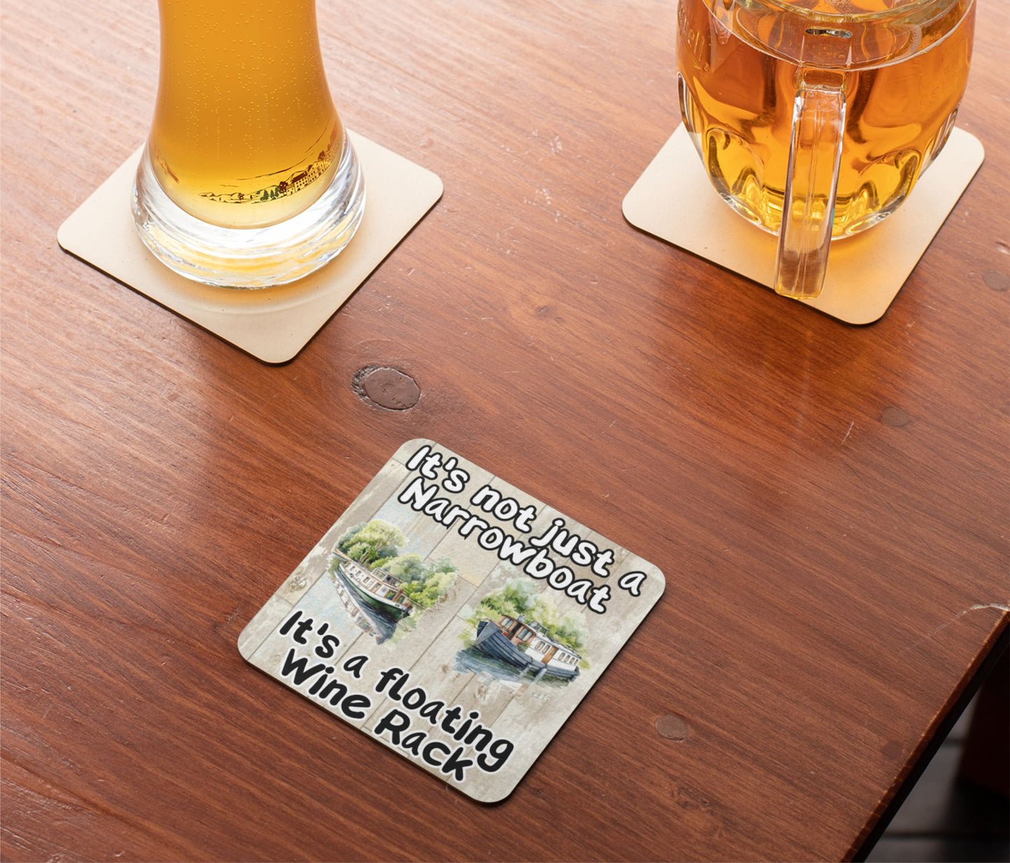 Narrowboat Coaster - It's Not Just A Narrowboat It's A Floating Wine Rack - Cute Fun Novelty Present