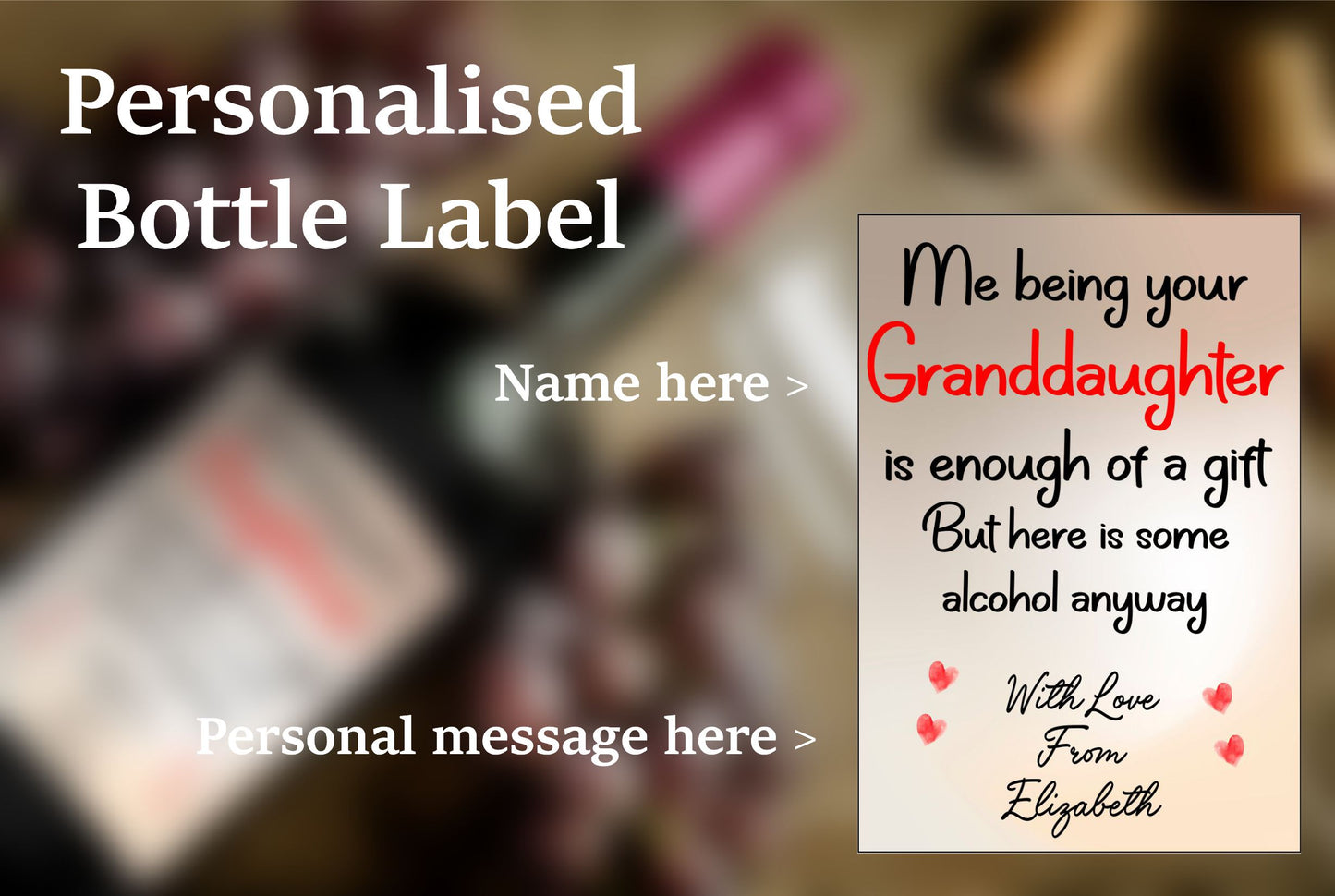 Nan Grandad Wine Bottle Label x2 Being Your Granddaughter Is Enough Of A Gift Prosecco Champagne Alcohol Bottles Custom Personalised Present