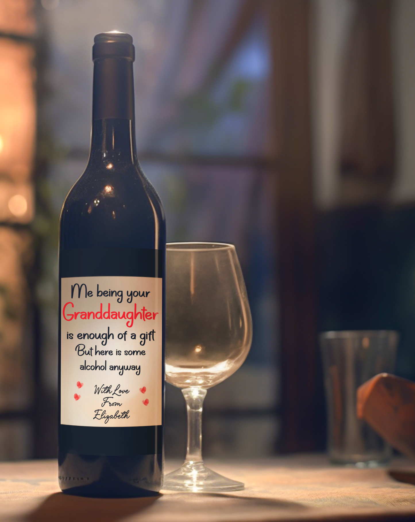 Nan Grandad Wine Bottle Label x2 Being Your Granddaughter Is Enough Of A Gift Prosecco Champagne Alcohol Bottles Custom Personalised Present
