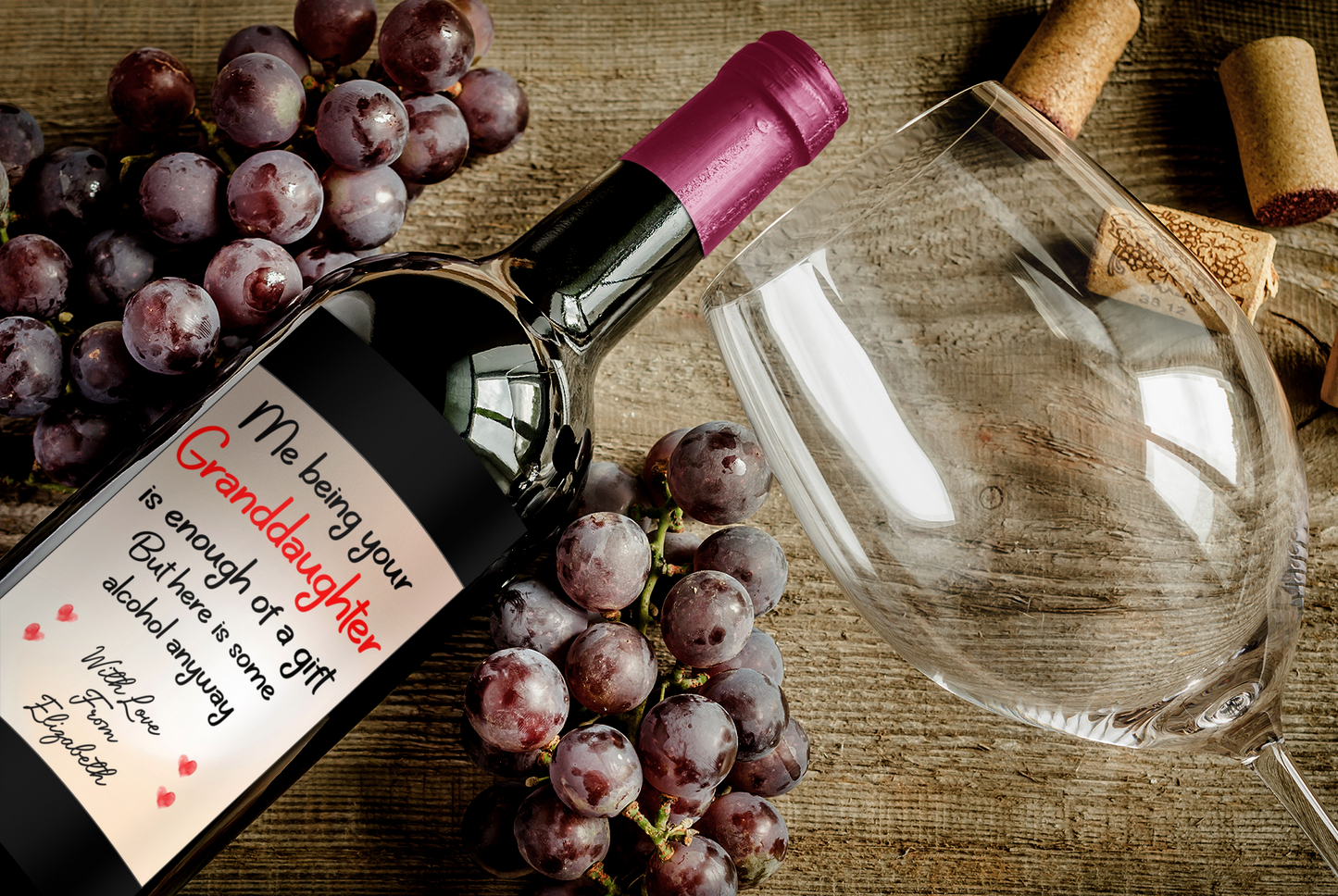 Nan Grandad Wine Bottle Label x2 Being Your Granddaughter Is Enough Of A Gift Prosecco Champagne Alcohol Bottles Custom Personalised Present