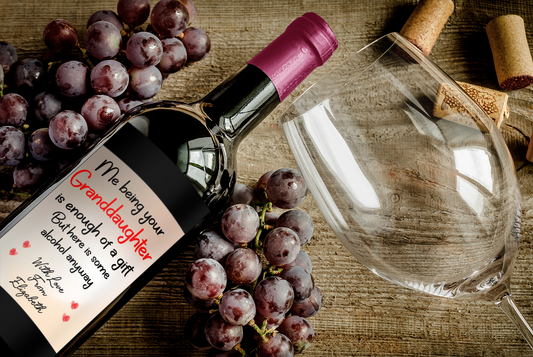 Nan Grandad Wine Bottle Label x2 Being Your Granddaughter Is Enough Of A Gift Prosecco Champagne Alcohol Bottles Custom Personalised Present