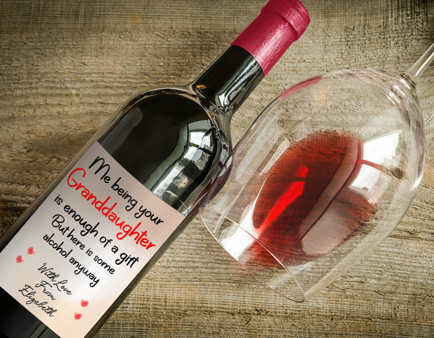 Nan Grandad Wine Bottle Label x2 Being Your Granddaughter Is Enough Of A Gift Prosecco Champagne Alcohol Bottles Custom Personalised Present