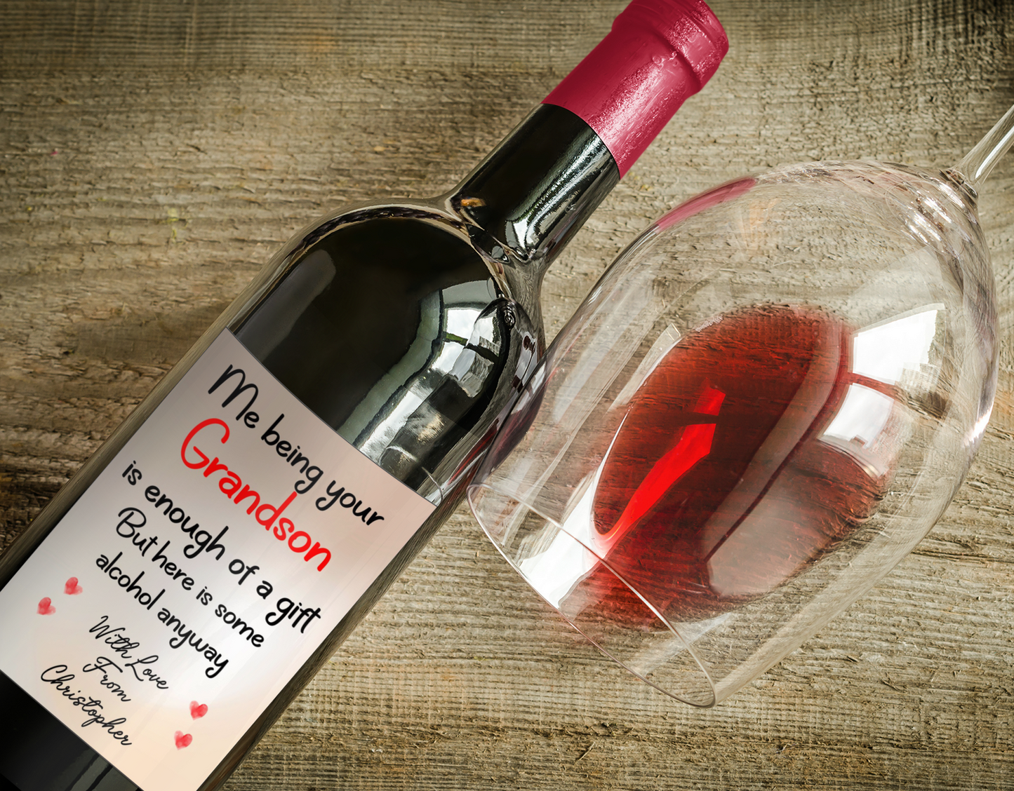 Nan Grandad Wine Bottle Label x2 Being Your Grandson Is Enough Of A Gift Prosecco Champagne Alcohol Bottles Custom Personalised Present