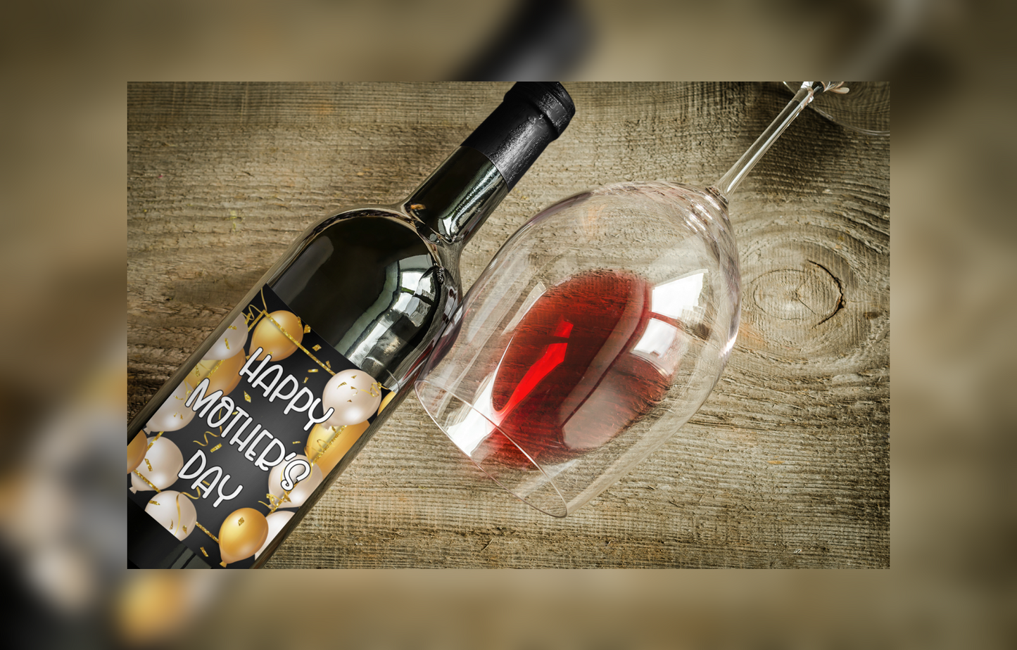Mother's Day Wine Bottle Label x2 - Gold White Balloon Design - To fit Prosecco Champagne Beer Alcohol Bottles Custom Gift Present
