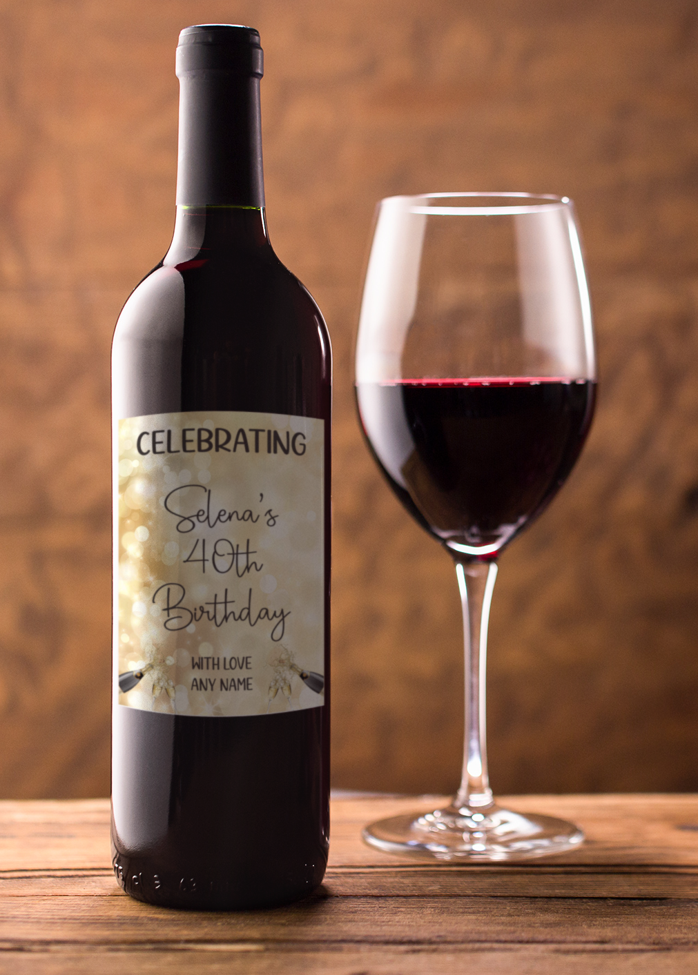 Wine Bottle Label x2 - Celebrating Birthday - To fit Prosecco Champagne Beer Gift 18th 21st 40th 50th - Personalise Name & Age