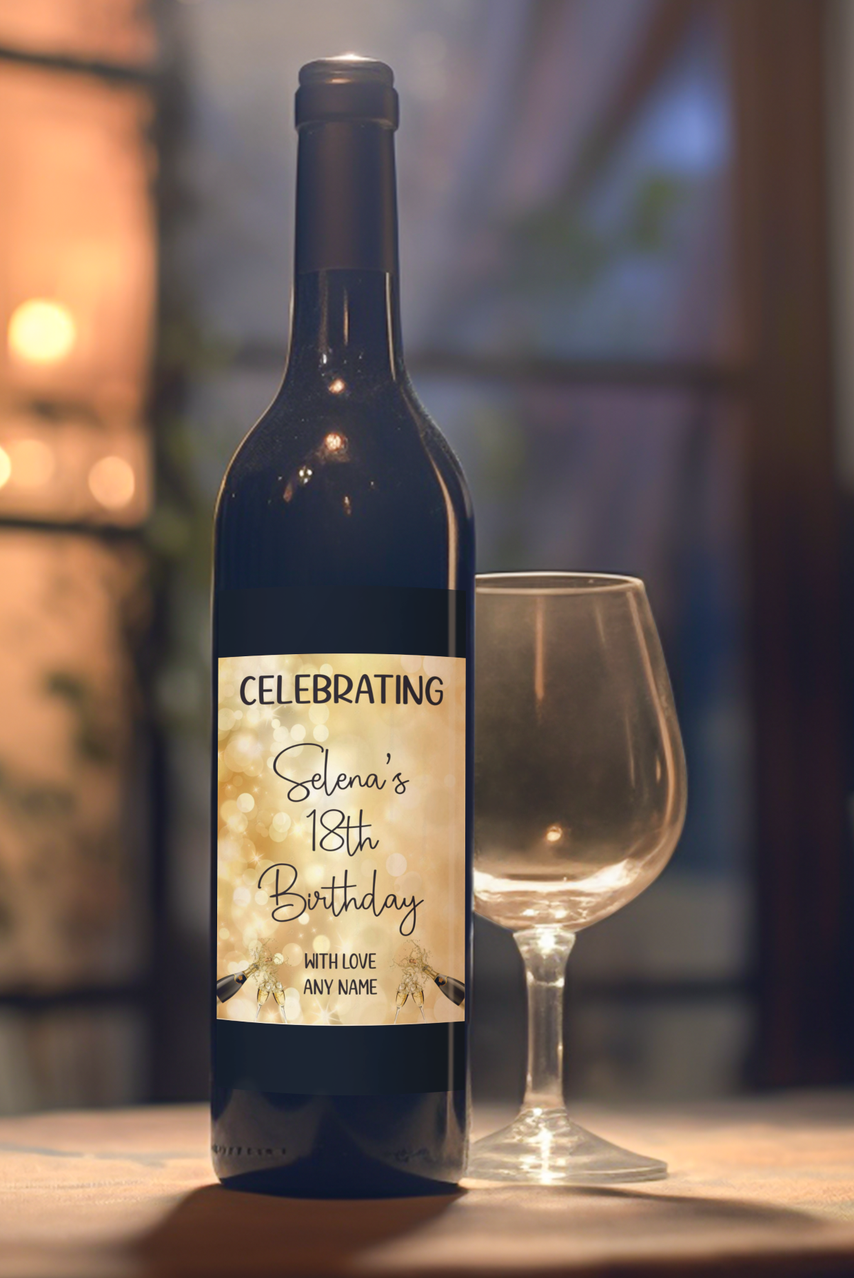 Wine Bottle Label x2 - Celebrating Birthday - To fit Prosecco Champagne Beer Gift 18th 21st 40th 50th - Personalise Name & Age