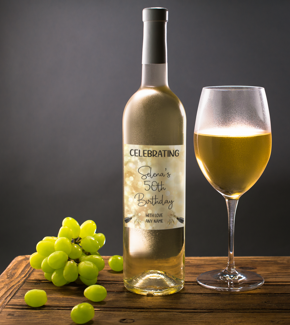 Wine Bottle Label x2 - Celebrating Birthday - To fit Prosecco Champagne Beer Gift 18th 21st 40th 50th - Personalise Name & Age