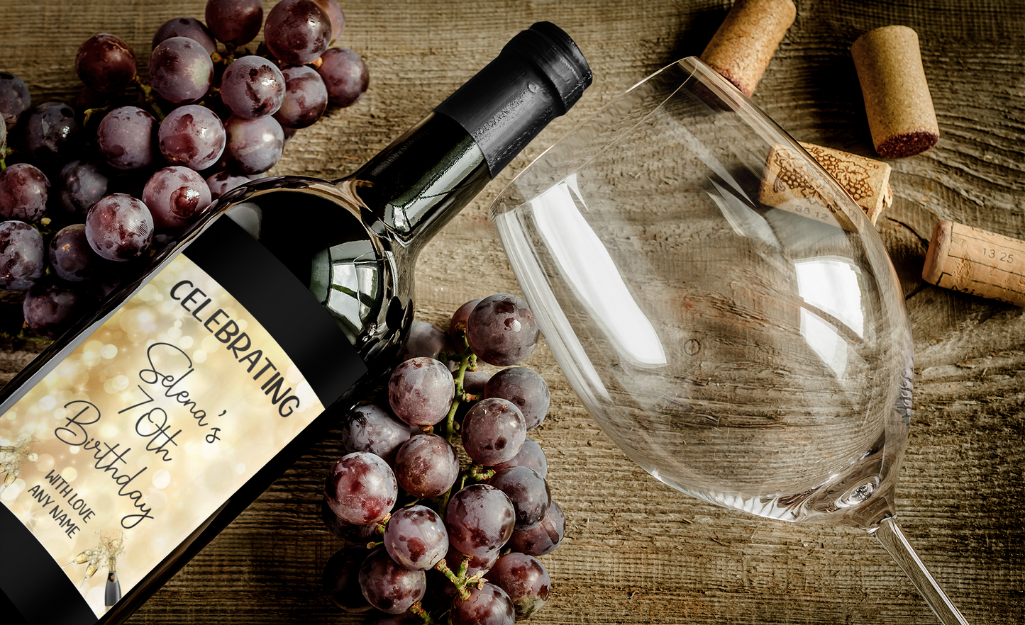 Wine Bottle Label x2 - Celebrating Birthday - To fit Prosecco Champagne Beer Gift 18th 21st 40th 50th - Personalise Name & Age