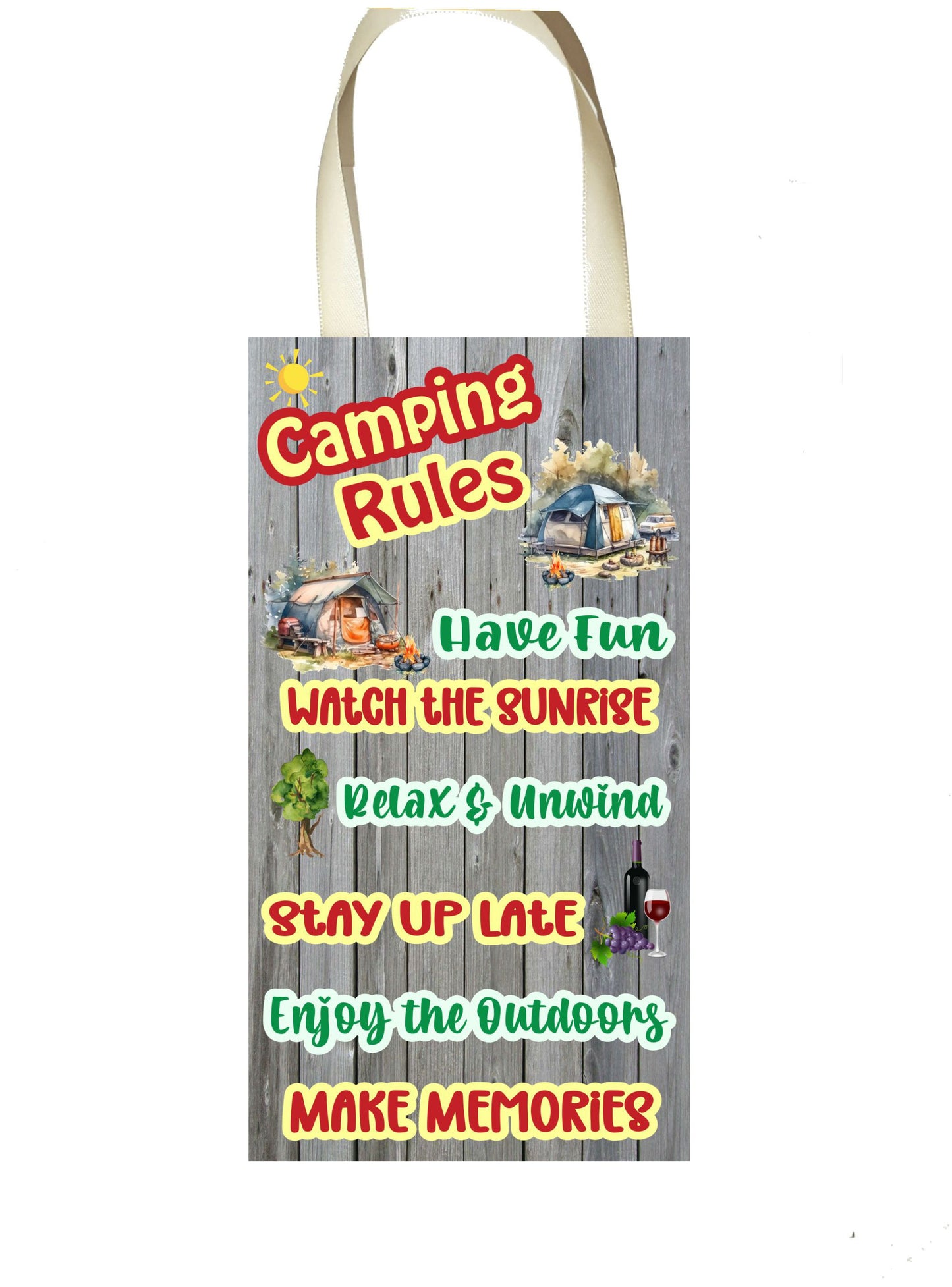 Campervan Plaque / Sign Gift - Campervan Rules - Nice Fun Cute Holiday Novelty Present