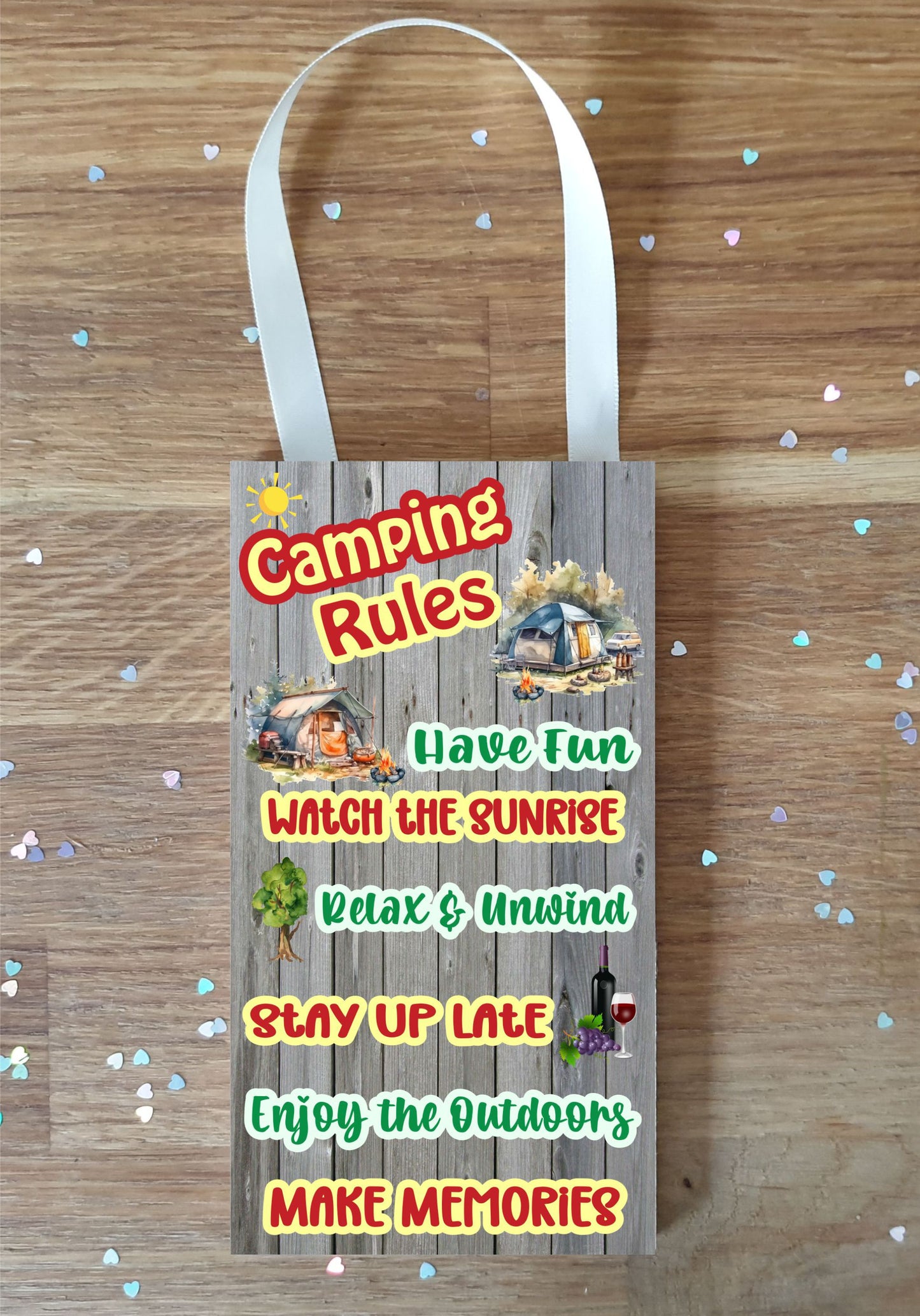 Campervan Plaque / Sign Gift - Campervan Rules - Nice Fun Cute Holiday Novelty Present