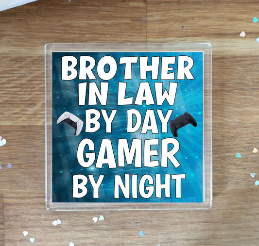 Brother in Law Gaming PS5 Coaster Gift - Brother in Law By Day Gamer By Night - Cute Fun Cheeky Novelty Present
