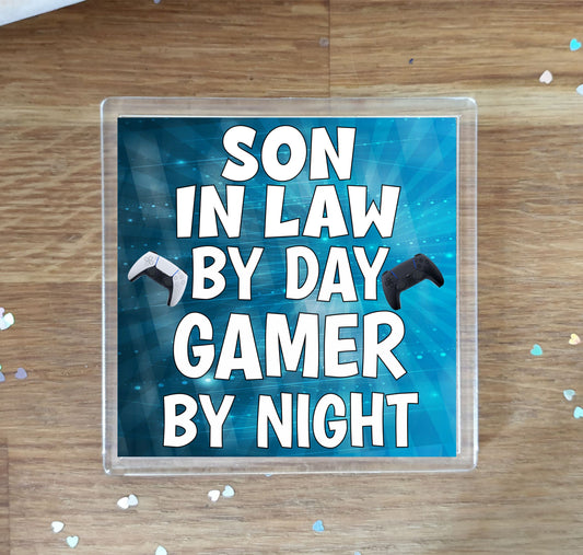 Son in Law Gaming PS5 Coaster Gift - Son in Law By Day Gamer By Night - Cute Fun Cheeky Novelty Present