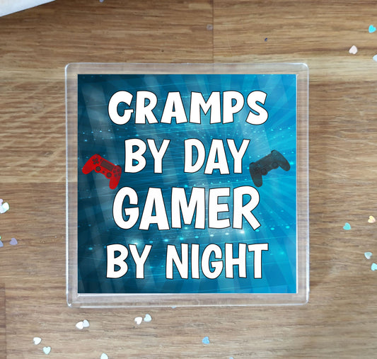 Gramps Gaming PS4 Coaster Gift - Gramps By Day Gamer By Night - Cute Fun Cheeky Novelty Present