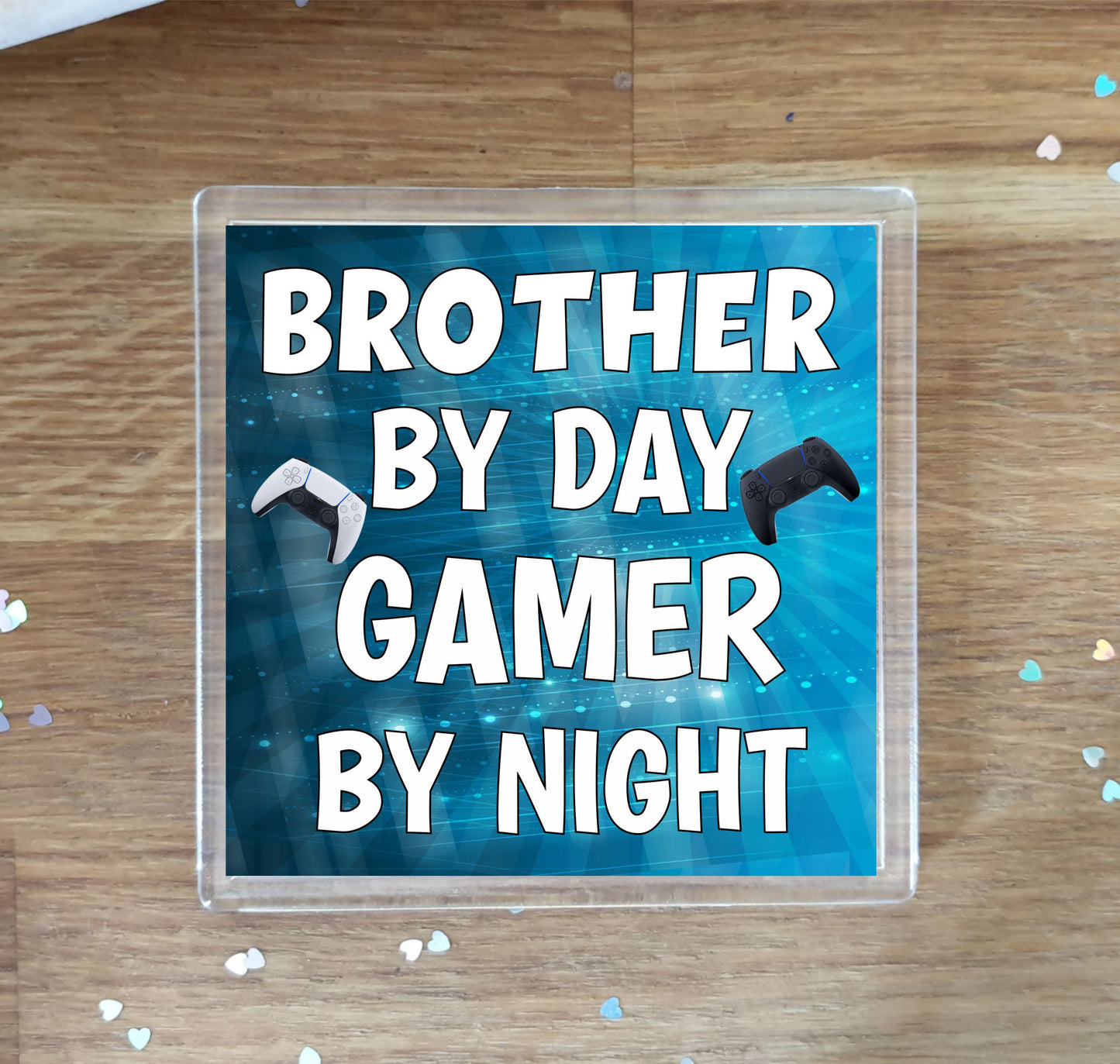 Brother Gaming PS5 Coaster Gift - Brother By Day Gamer By Night - Cute Fun Cheeky Novelty Present