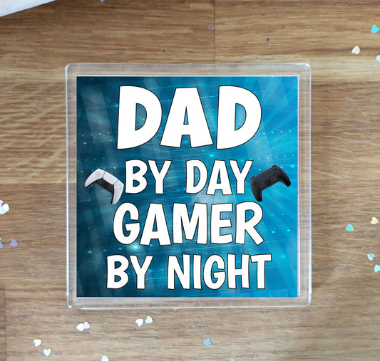 Dad Gaming PS5 Coaster Gift - Dad By Day Gamer By Night - Cute Fun Cheeky Novelty Present