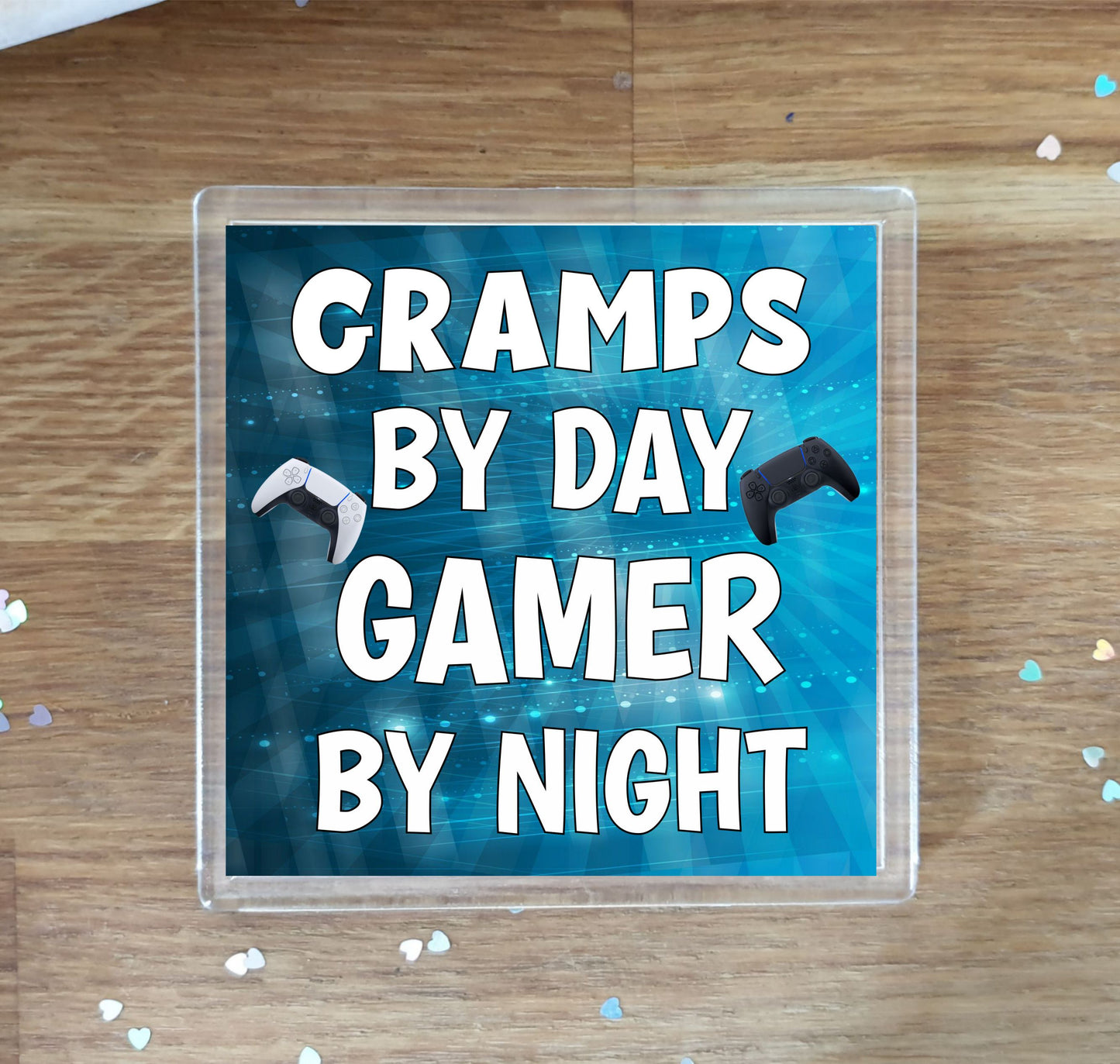 Gramps Gaming PS5 Coaster Gift - Gramps By Day Gamer By Night - Cute Fun Cheeky Novelty Present