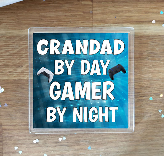 Grandad Gaming PS5 Coaster Gift - Grandad By Day Gamer By Night - Cute Fun Cheeky Novelty Present