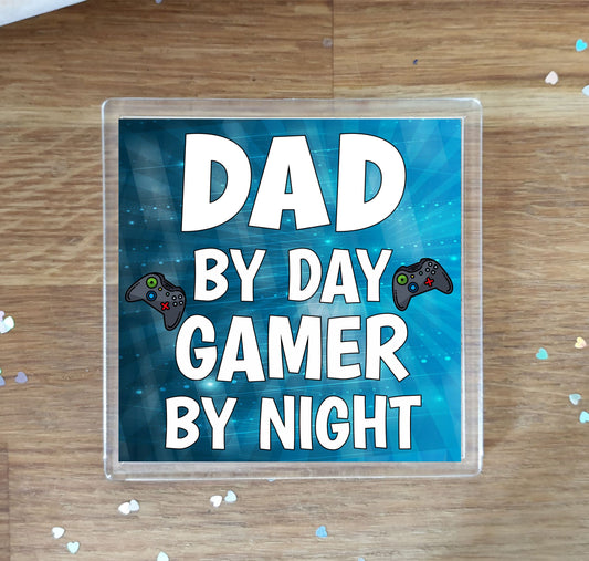 Dad Gaming XBOX Coaster Gift - Dad By Day Gamer By Night - Cute Fun Cheeky Novelty Present