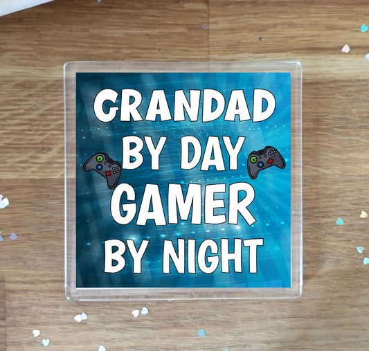 Grandad Gaming XBOX Coaster Gift - Grandad By Day Gamer By Night - Cute Fun Cheeky Novelty Present
