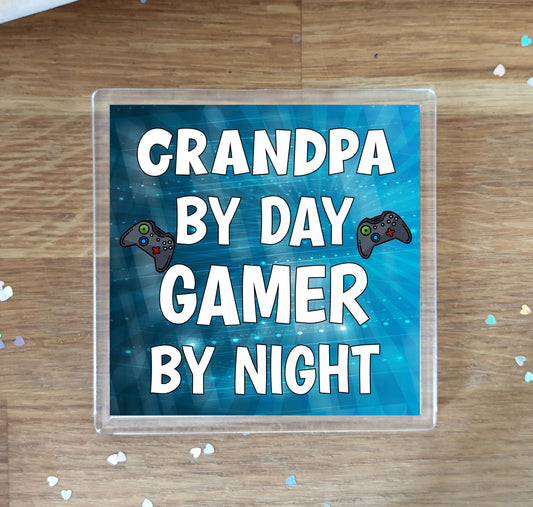 Grandpa Gaming XBOX Coaster Gift - Grandpa By Day Gamer By Night - Cute Fun Cheeky Novelty Present